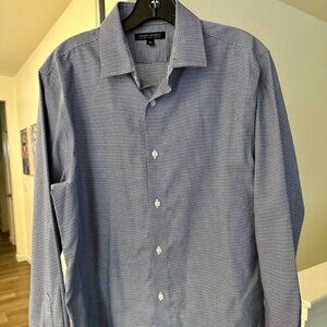 Banana Republic Men’s Button-Down | Blue Micro-Check | Non-Iron Cotton | Size M